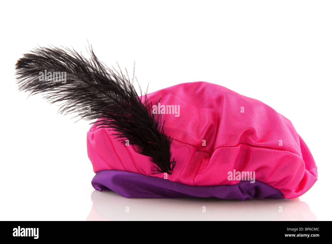 Cappello rosa di nero olandese Piet con piuma Foto Stock