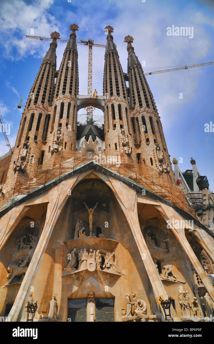 La Sagrada Familia di Barcellona, progettato da Antoni Gaudi. Foto Stock
