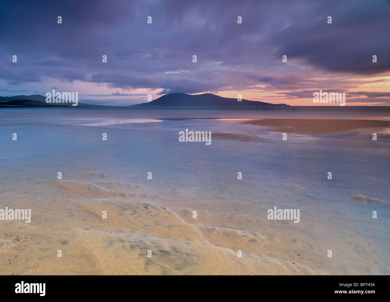 Caprini Toe Northton Isle of Harris Hebredies esterno Scozia tramonto sul mare paesaggio scape movimento Foto Stock