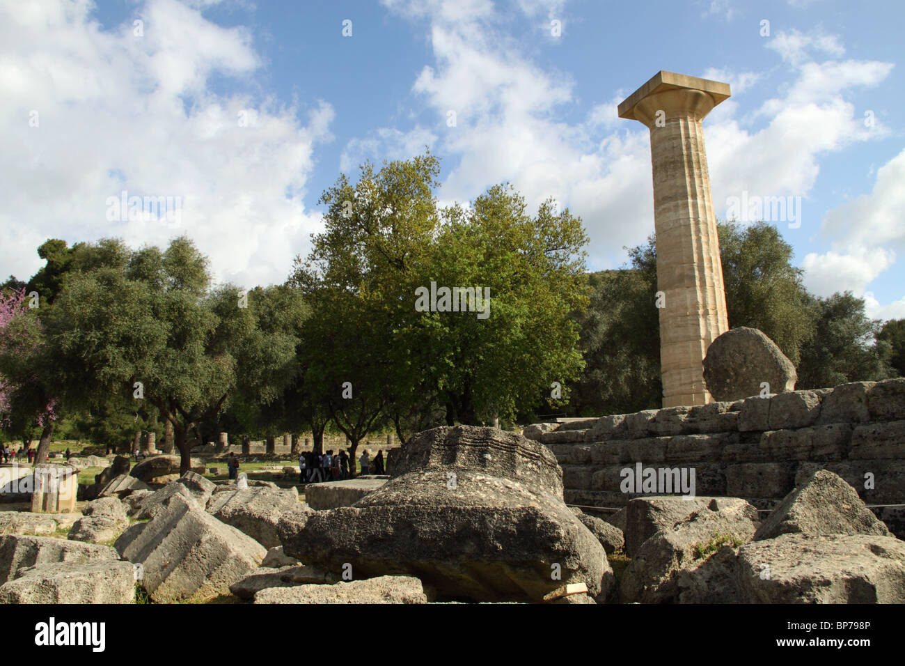 Tempio di Zeus, sito archeologico, Antica Olympia, Ilia, Peloponneso, Grecia Foto Stock