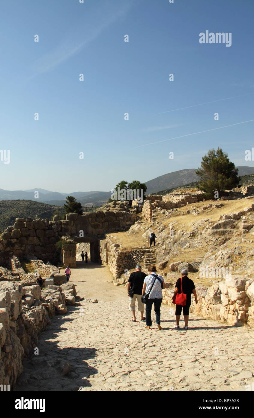 Lion Gate, Micene, Argolide, Peloponneso, Grecia Foto Stock