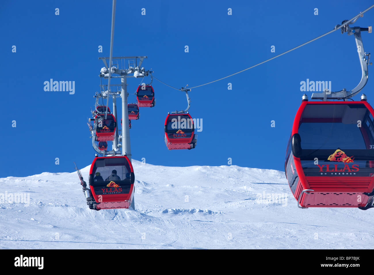 Gondola in Ylläs, Lapponia, Finlandia Foto Stock