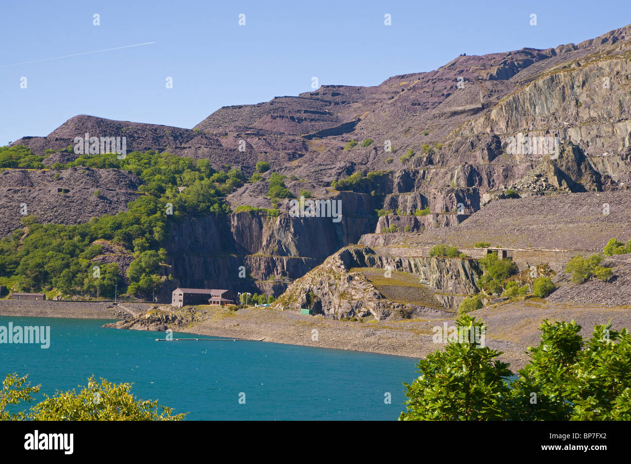 Llanberis, Llyn Peris, Welsh Slate miniera, Snowdonia, Galles del Nord, Regno Unito Foto Stock