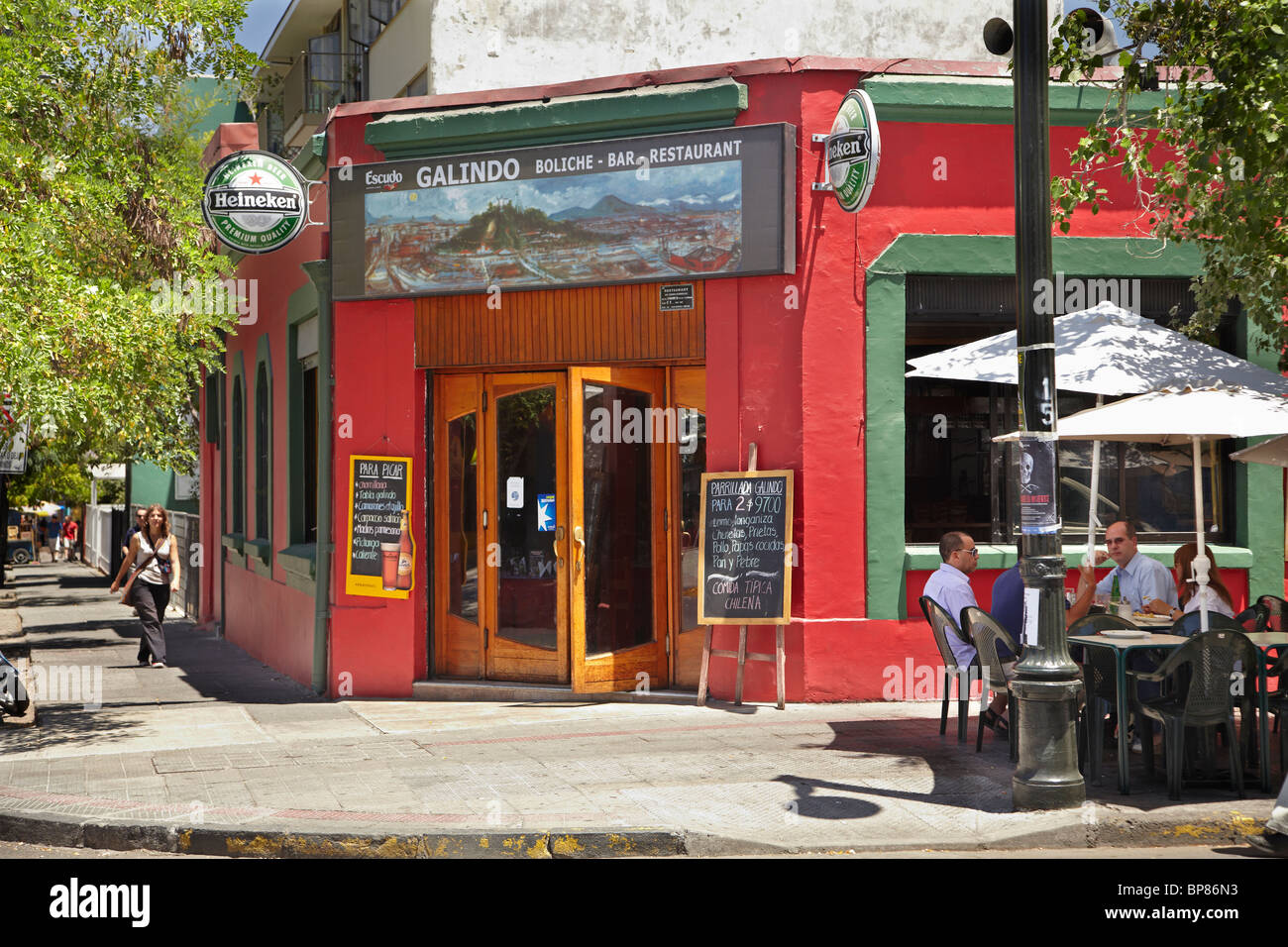 Galindo Boliche, bar e ristorante, Bellavista, Santiago del Cile, Sud America Foto Stock