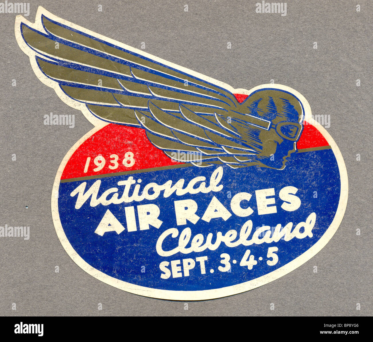 Etichetta bagaglio per aria nazionale gare, Cleveland, Ohio, USA, 1938 Foto Stock