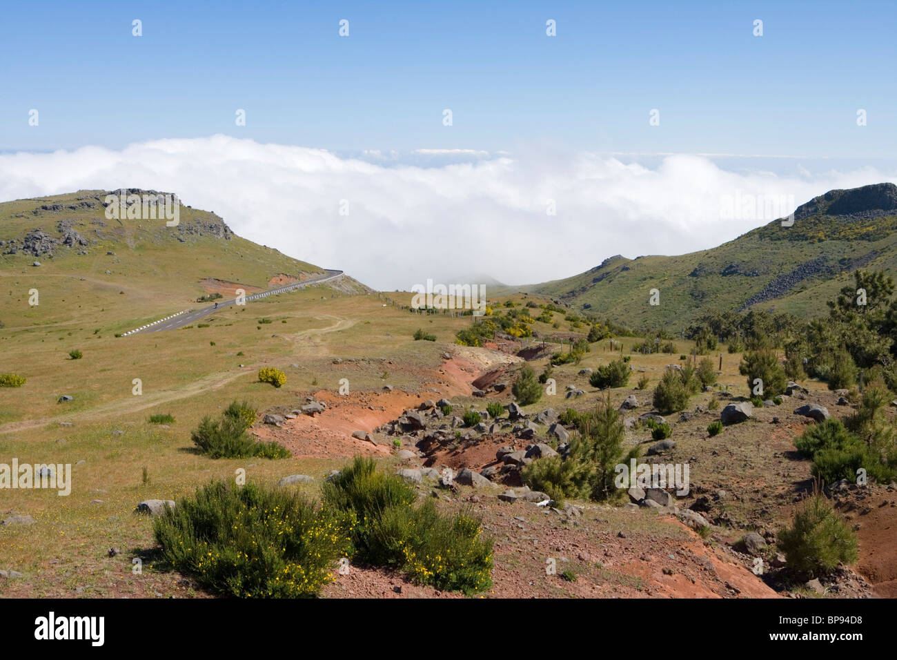 Pico do Arieiro strada di montagna, Pico do Arieiro, Madeira, Portogallo Foto Stock