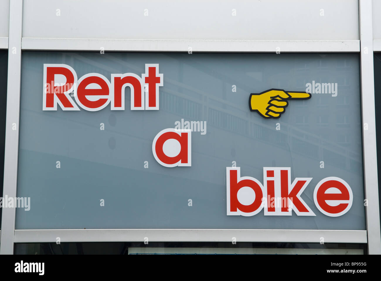 Rent a Bike shop segno Berlino Germania Foto Stock