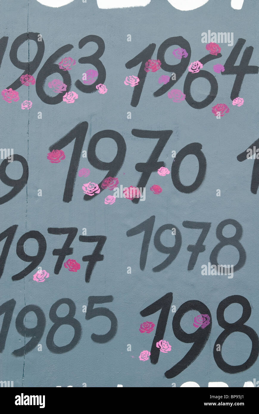 Dipinti sul muro di Berlino presso la Galleria sul lato orientale della città di Berlino Germania Foto Stock