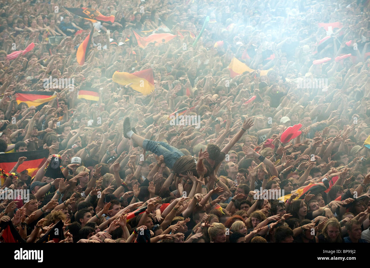 Un campionato europeo di calcio del gioco tra la Germania e la Polonia, Norimberga, Germania Foto Stock