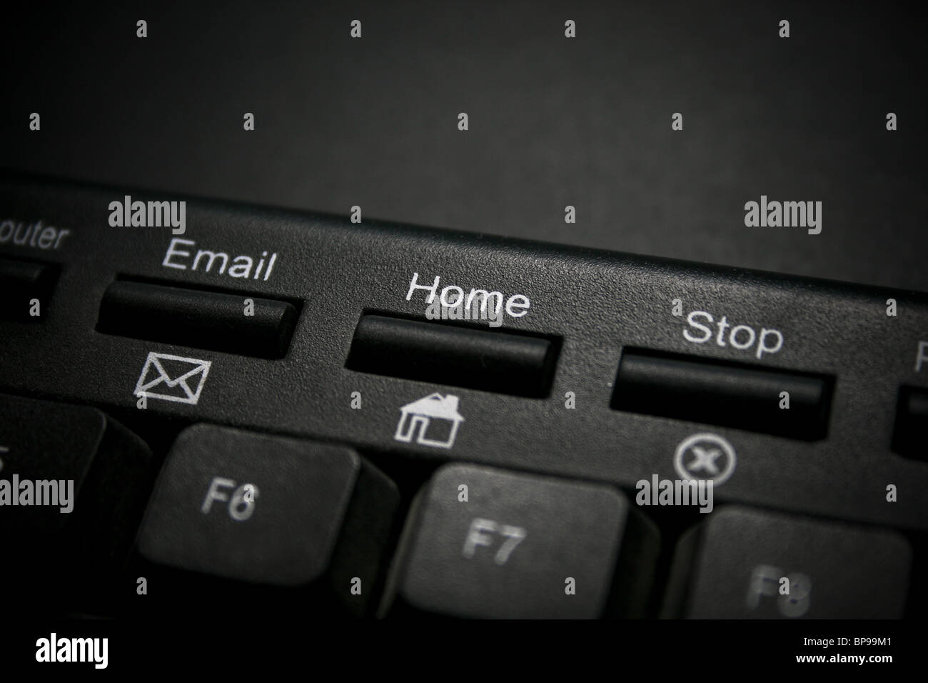 Un close-up immagine di un tasto Home su una tastiera. Foto Stock