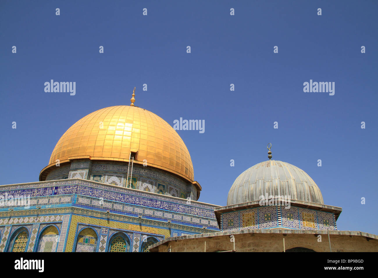 Israele, Gerusalemme, la cupola della catena e la Cupola della roccia al Haram esh Sharif Foto Stock