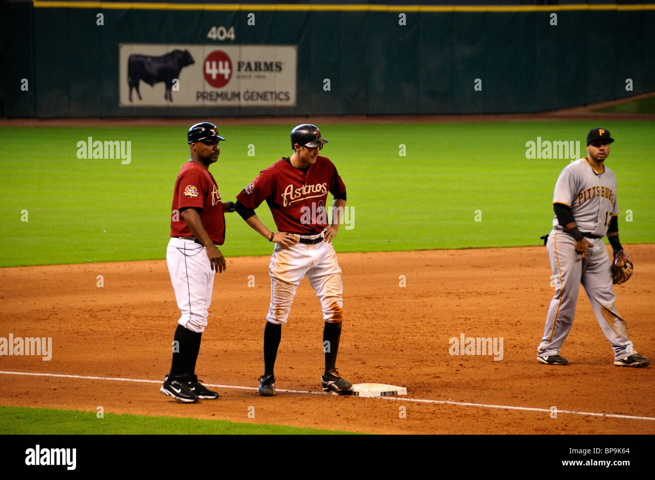 Astro player Hunter Pence sulla terza base. Houston, Texas, Stati Uniti d'America. Foto Stock