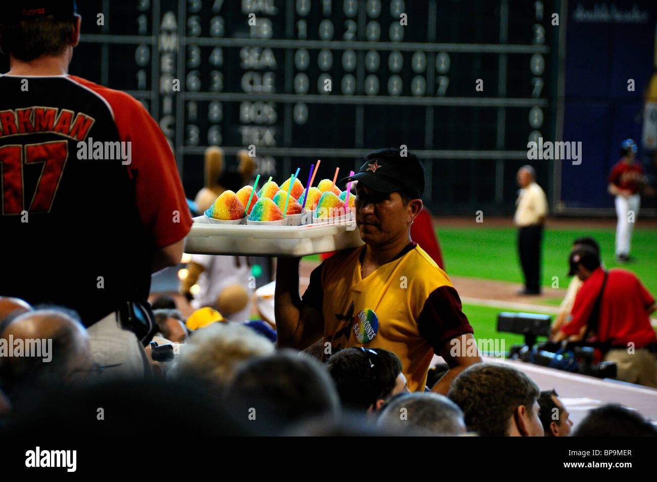 Ball Park venditore in il Minute Maid Park. Houston, Texas, Stati Uniti d'America. Foto Stock