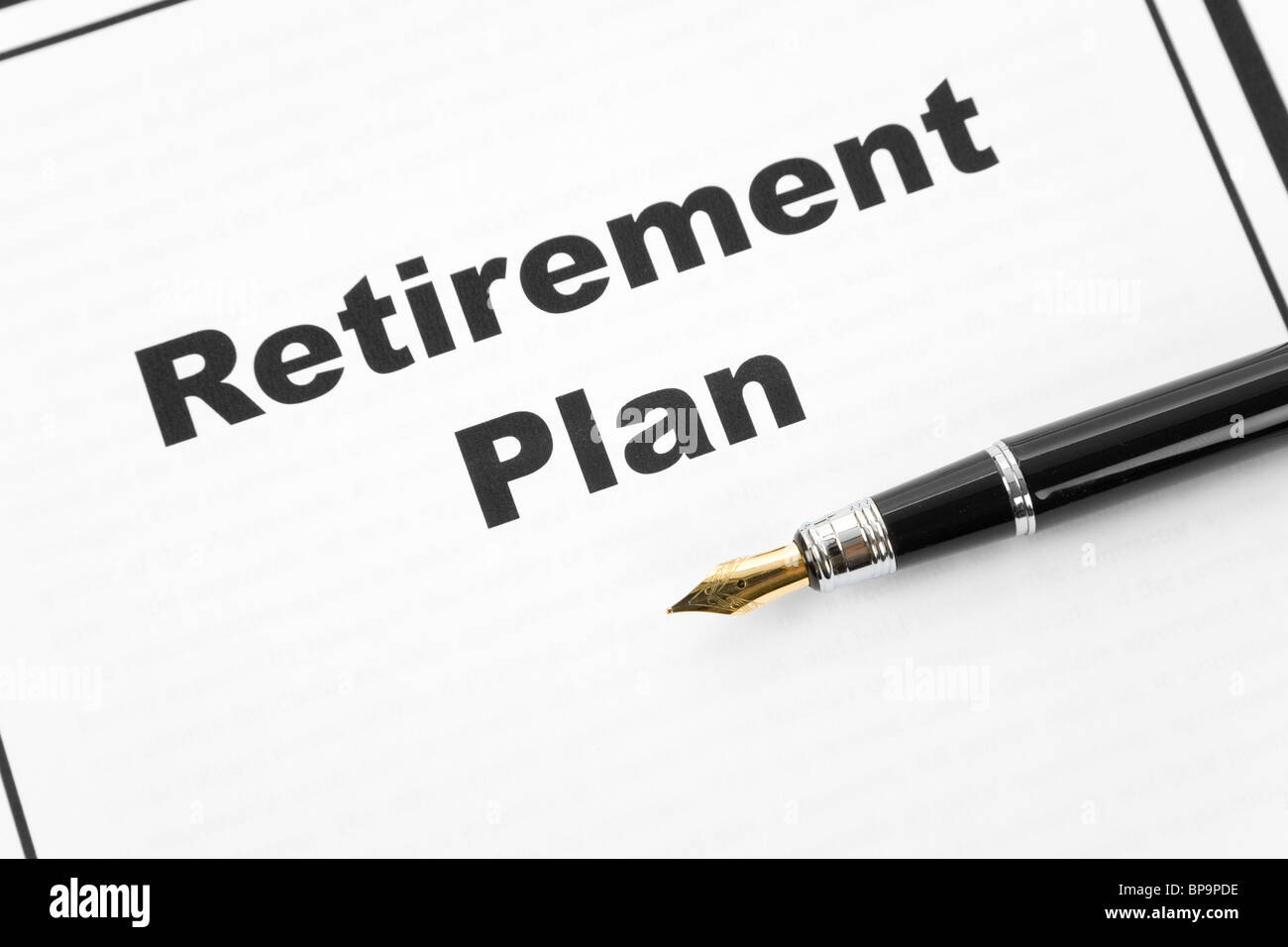 Piano di pensionamento e penna, la concezione di business Foto Stock