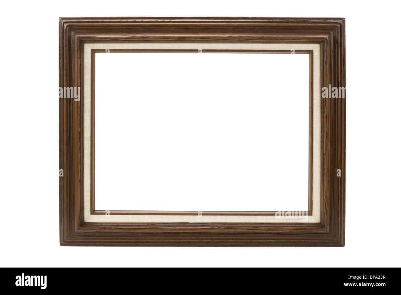 Legno Cornice immagine con sfondo bianco Foto Stock