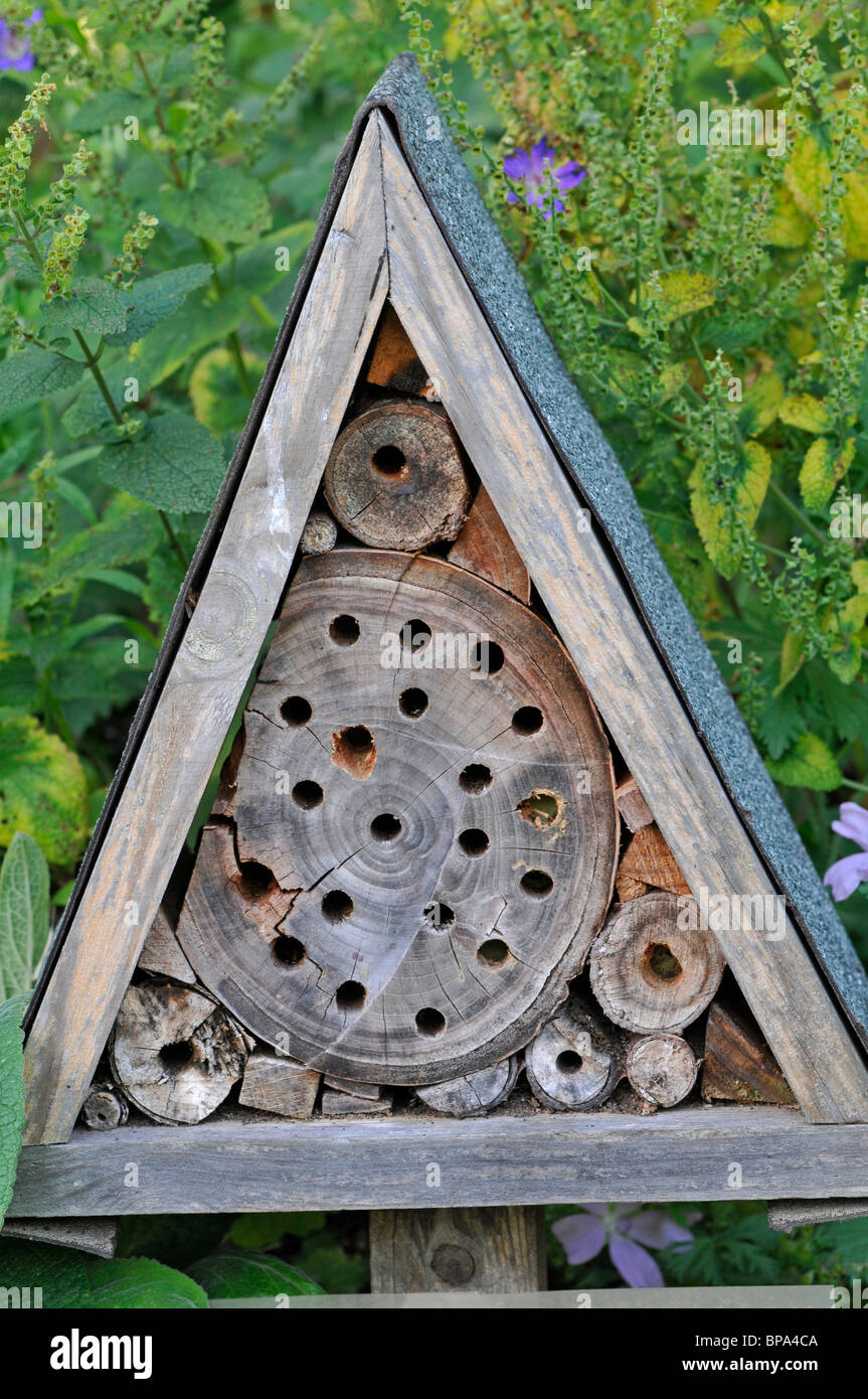Hotel di bug, nido artificiale fori e rifugio per gli insetti e invertebrati Foto Stock