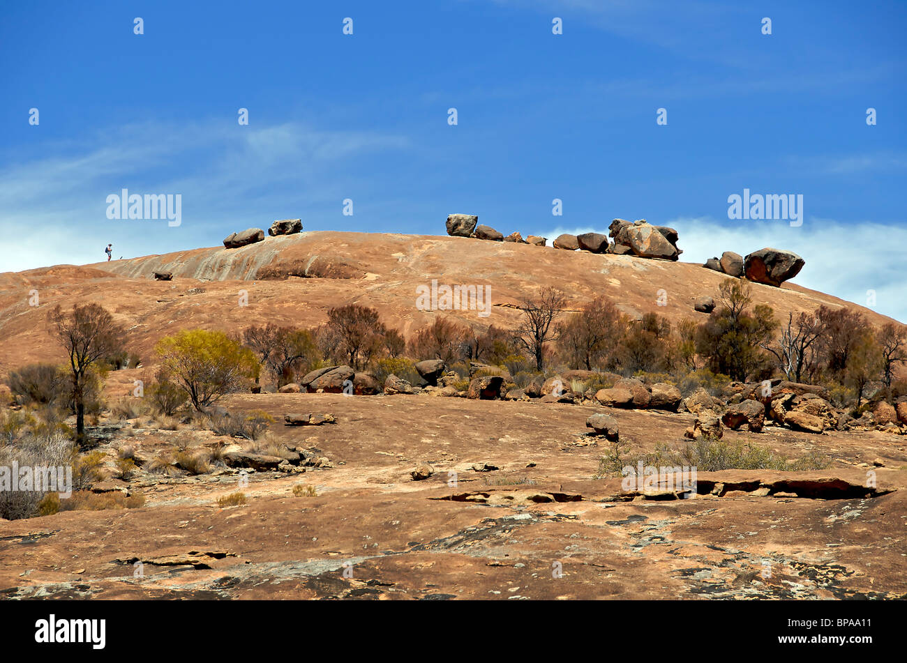 Cupola di granito chiamato Re rocce con Tafoni massi vicino Hyden Australia Occidentale Foto Stock