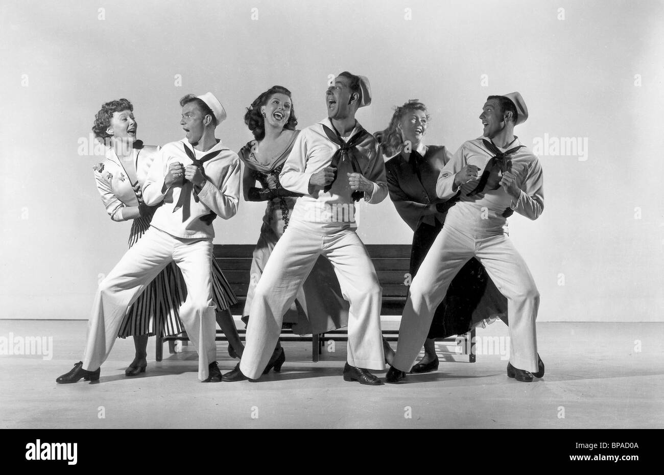 BETTY GARRETT FRANK SINATRA ANN MILLER GENE KELLY JULES MUNSHIN VERA-Ellen sul comune (1949) Foto Stock