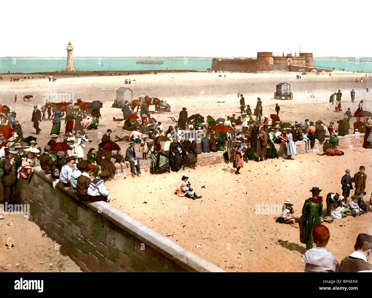 New Brighton Beach, Liverpool, in Inghilterra, Regno Unito, circa 1900 Foto Stock