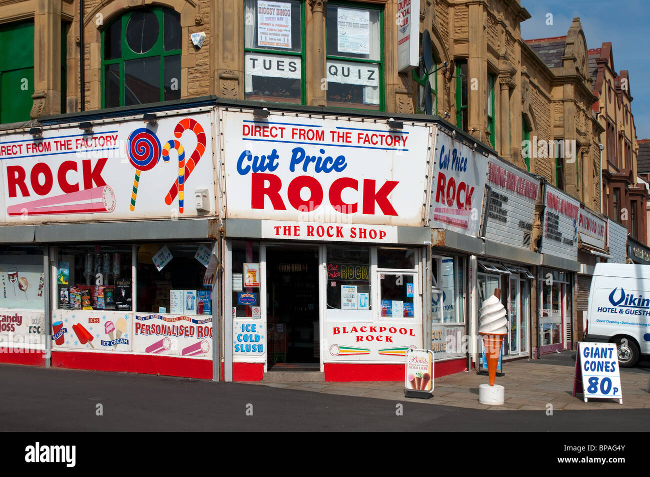 Un dolce tradizionale rock shop shop in Blackpool, Inghilterra, Regno Unito Foto Stock