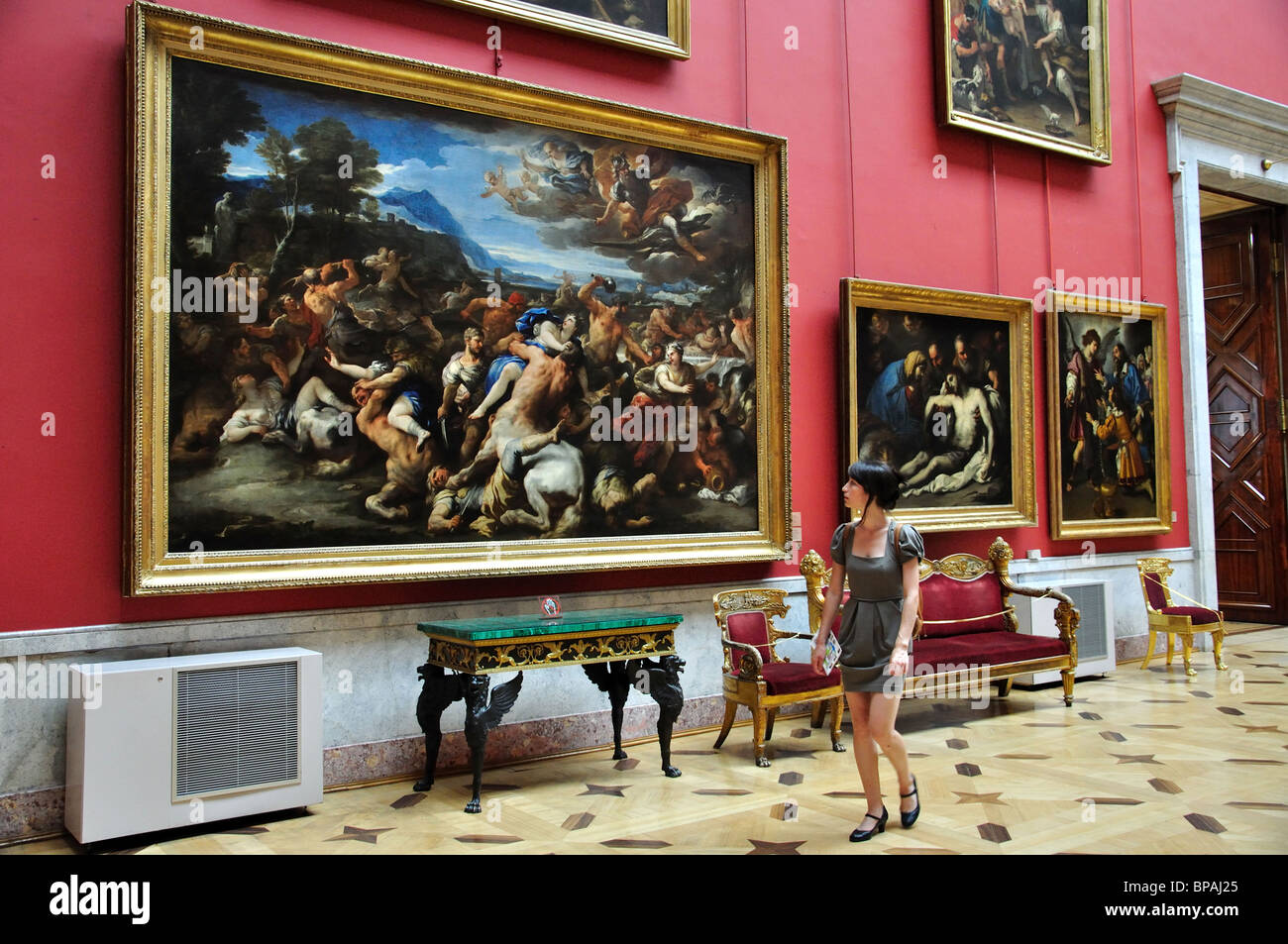 Primo piano art gallery, Stato Hermitage Museum di San Pietroburgo, regione nord-occidentale, la Russia Foto Stock