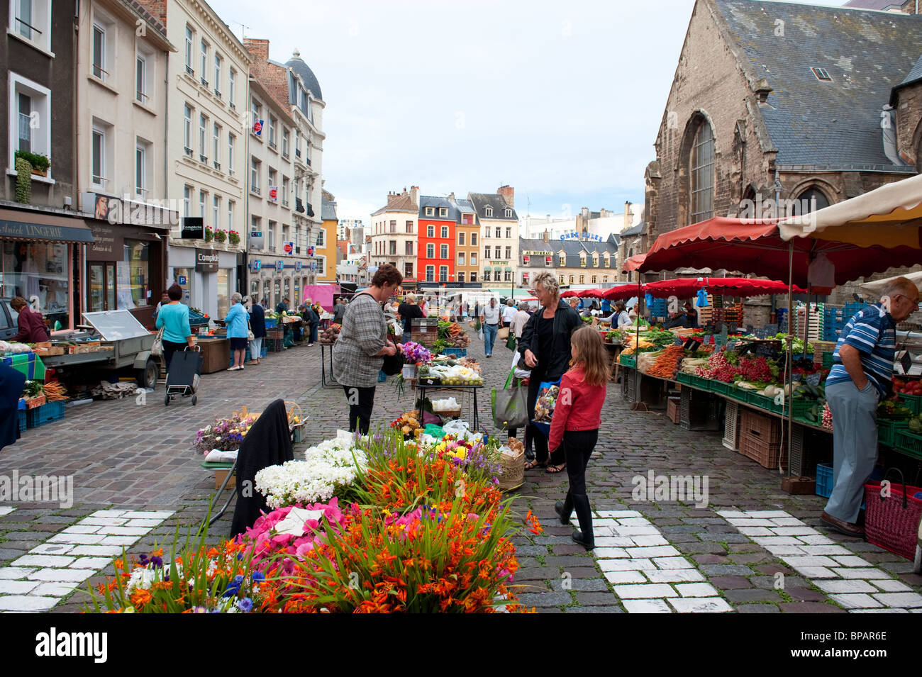 Mercato di Boulogne sur Mer, Francia Foto Stock