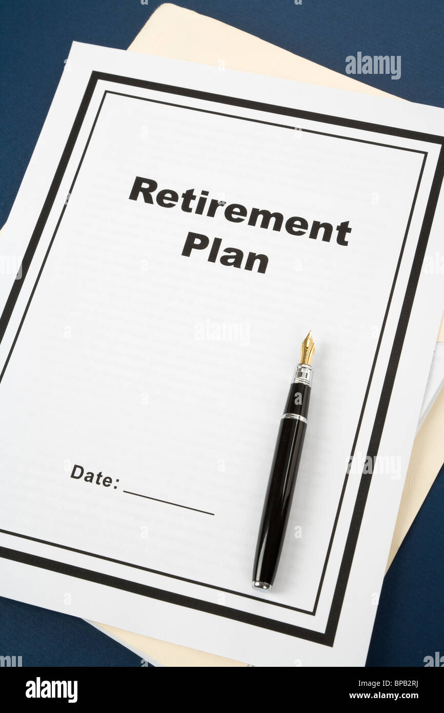 Piano di pensionamento e penna, la concezione di business Foto Stock
