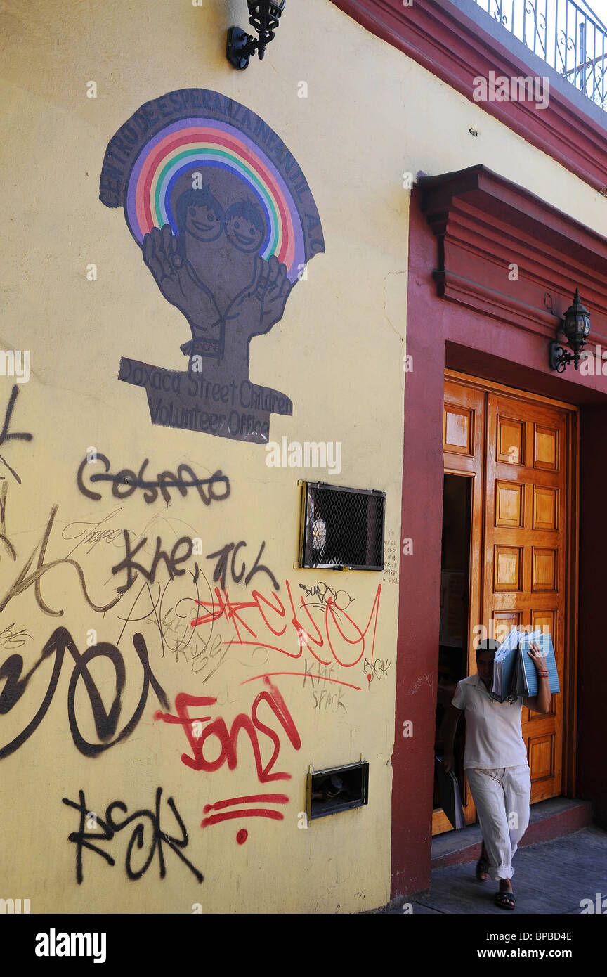 Central House per i bambini di strada e dei volontari in Oaxaca, Messico. Foto Stock