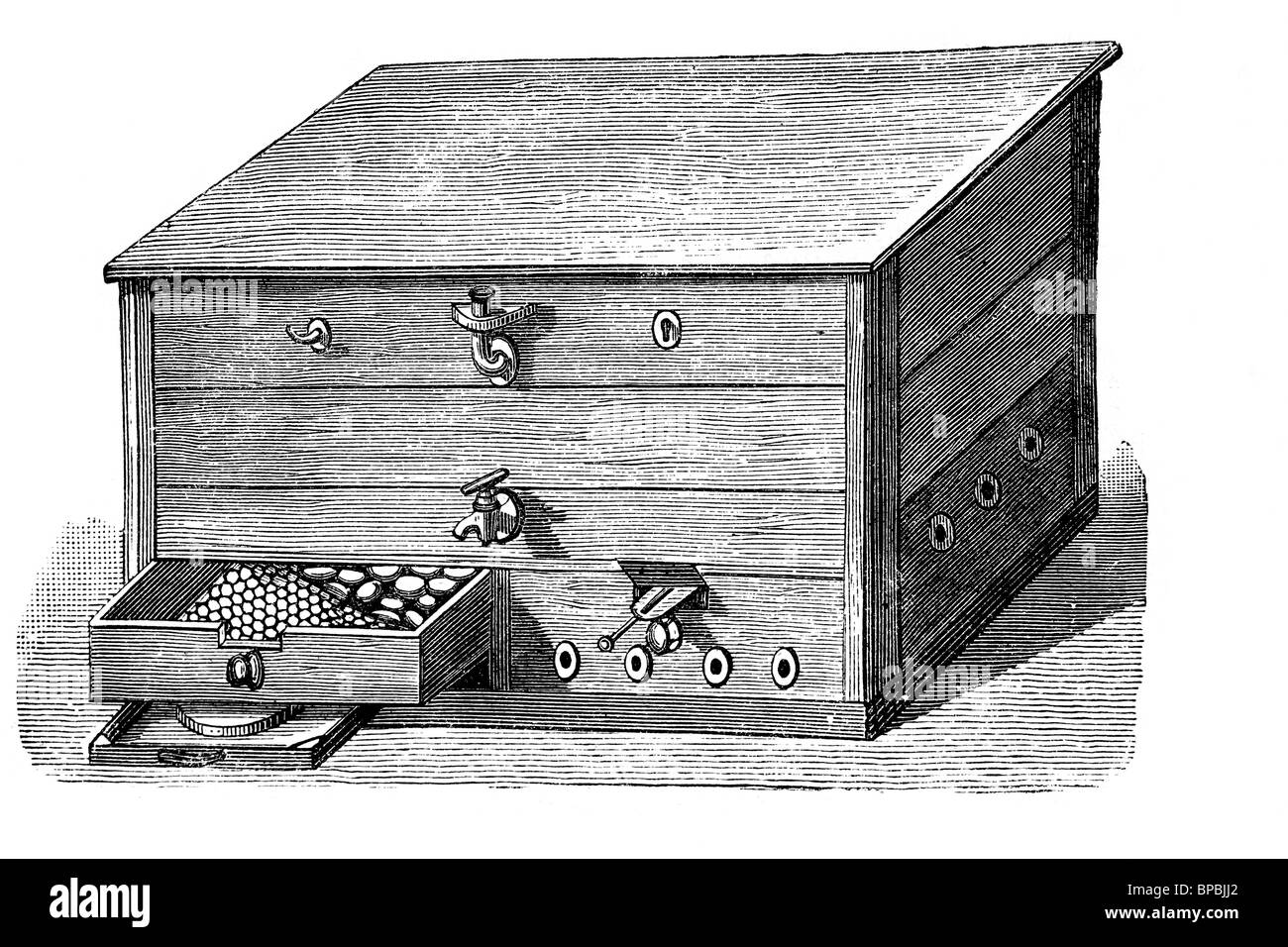 Incubatore "Fremond'. Illustrazione di antiquariato. 1900. Foto Stock