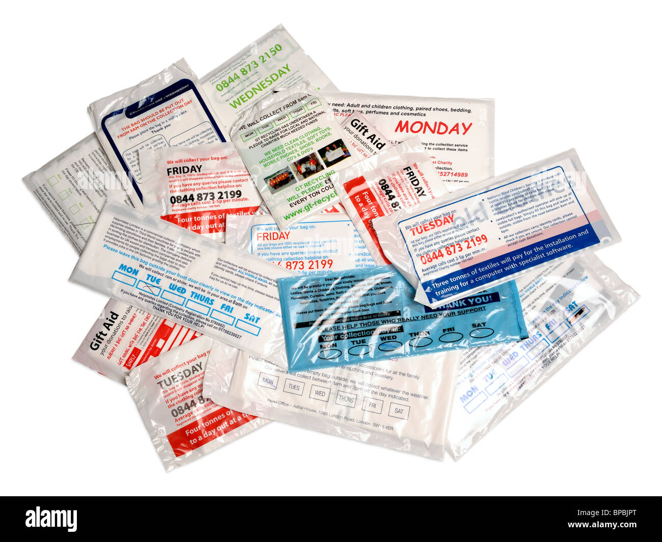 Selezione di carità di plastica Sacchi di raccolta Foto Stock