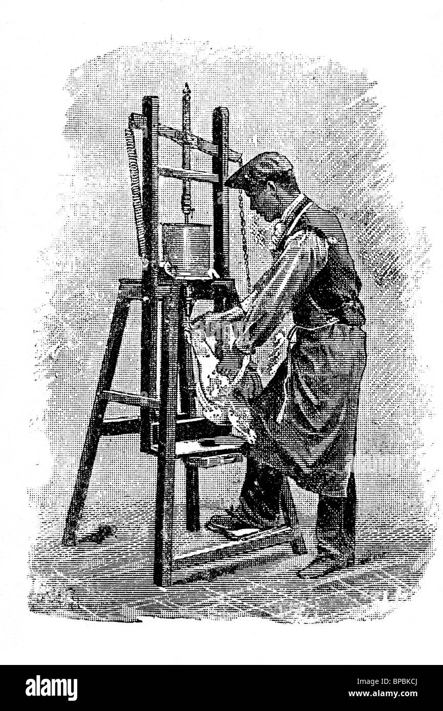 Alimentazione per ingrassare. Illustrazione di antiquariato. 1900. Foto Stock