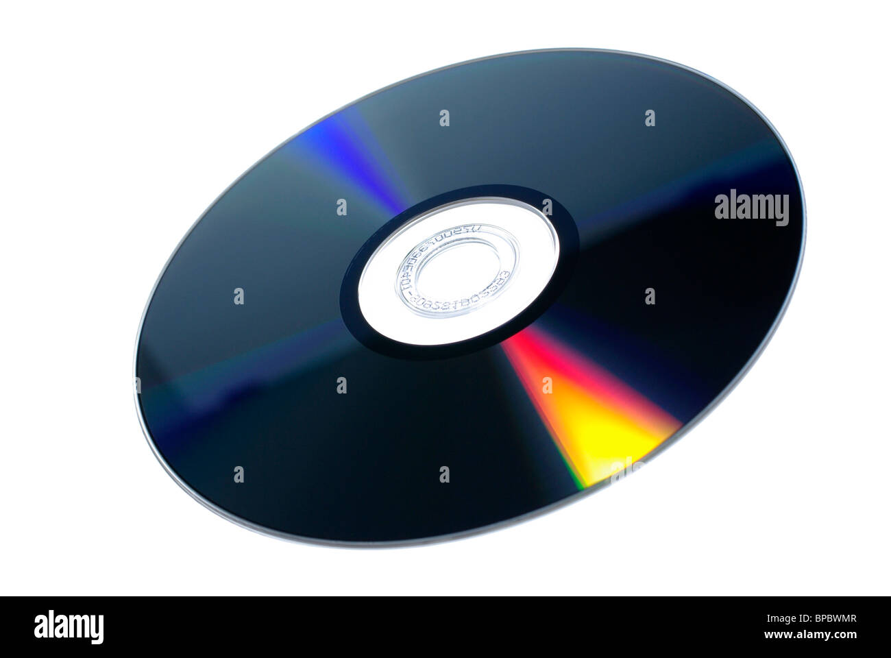 DVD-RW Disco multimediale isolato su sfondo bianco. Foto Stock