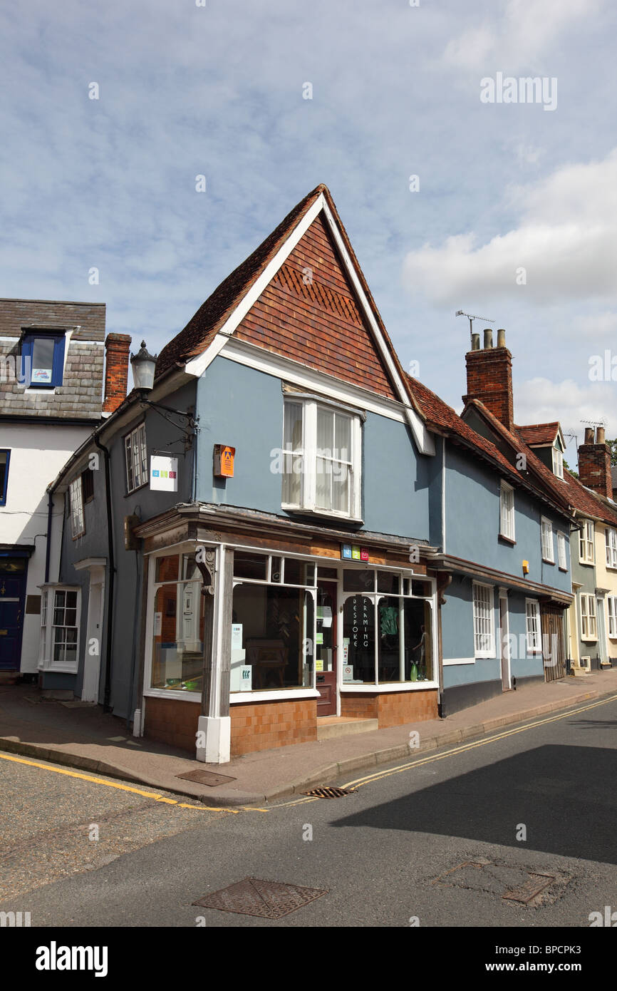 Angolo acuto edificio Saffron Walden Essex Inghilterra Foto Stock