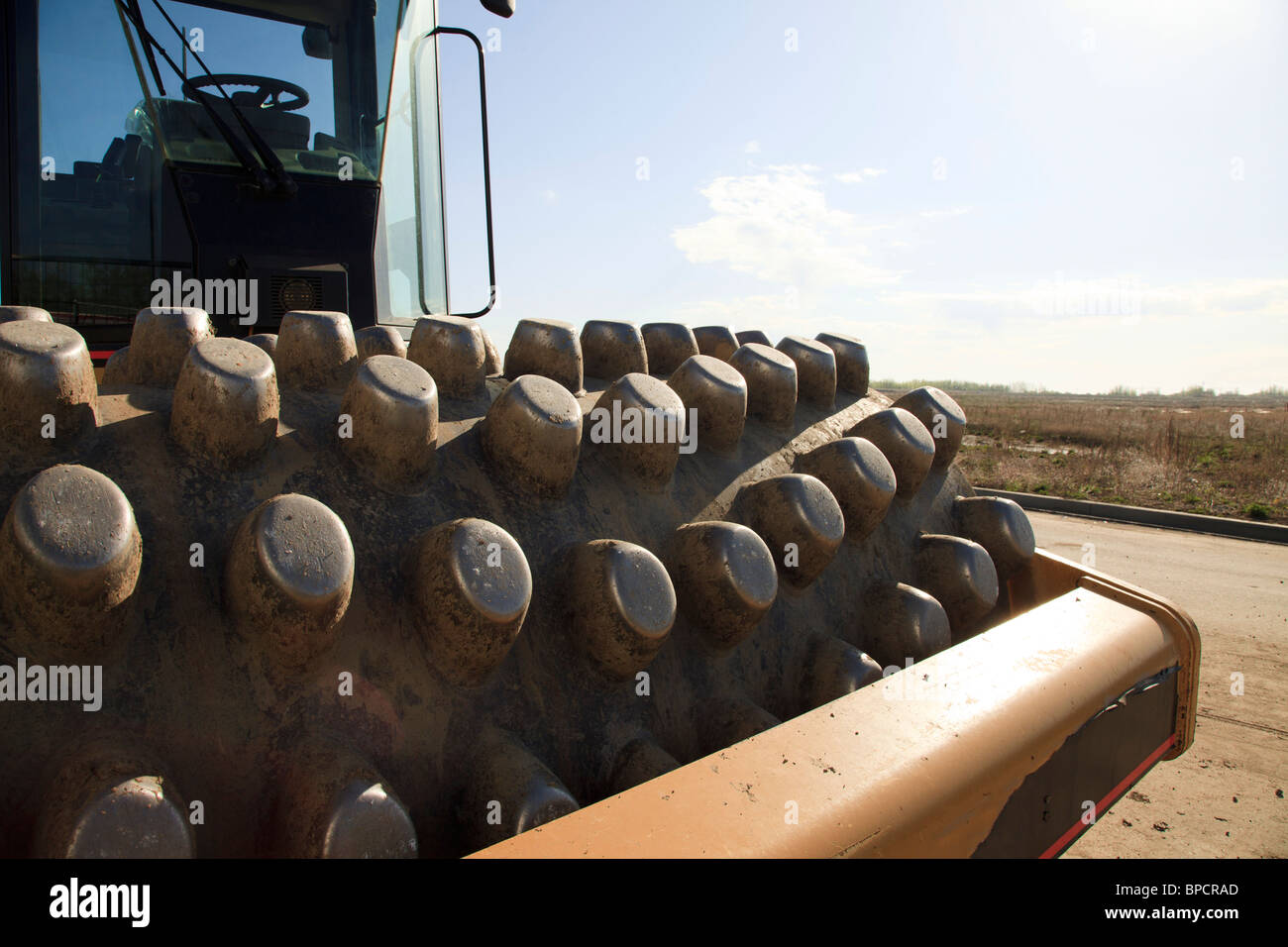 St. Albert, Alberta, Canada; costruzione di strada in uno sviluppo commerciale Foto Stock