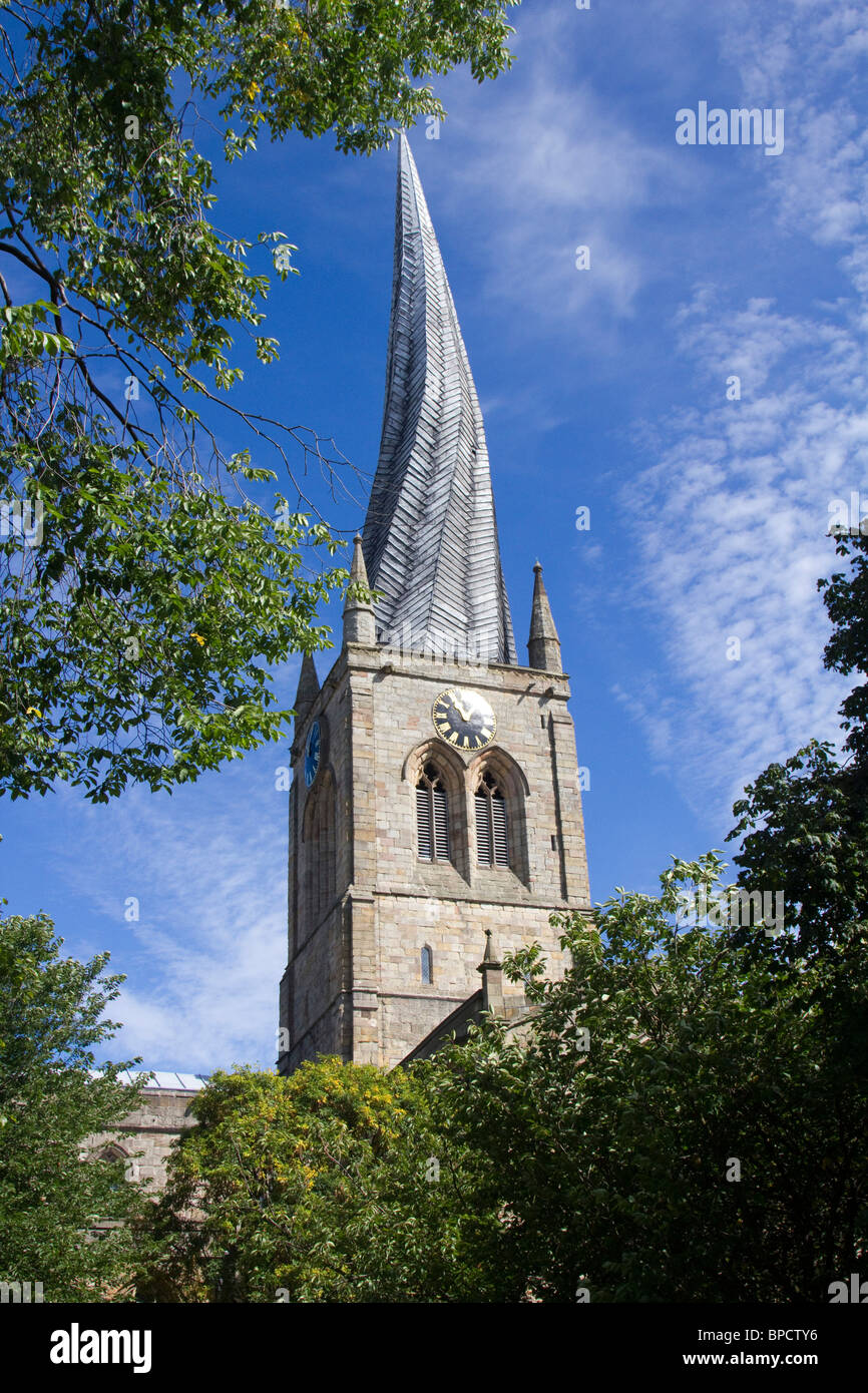 Chesterfield Crooked campanile della chiesa di Santa Maria e di tutti i Santi England Regno unito Gb Foto Stock