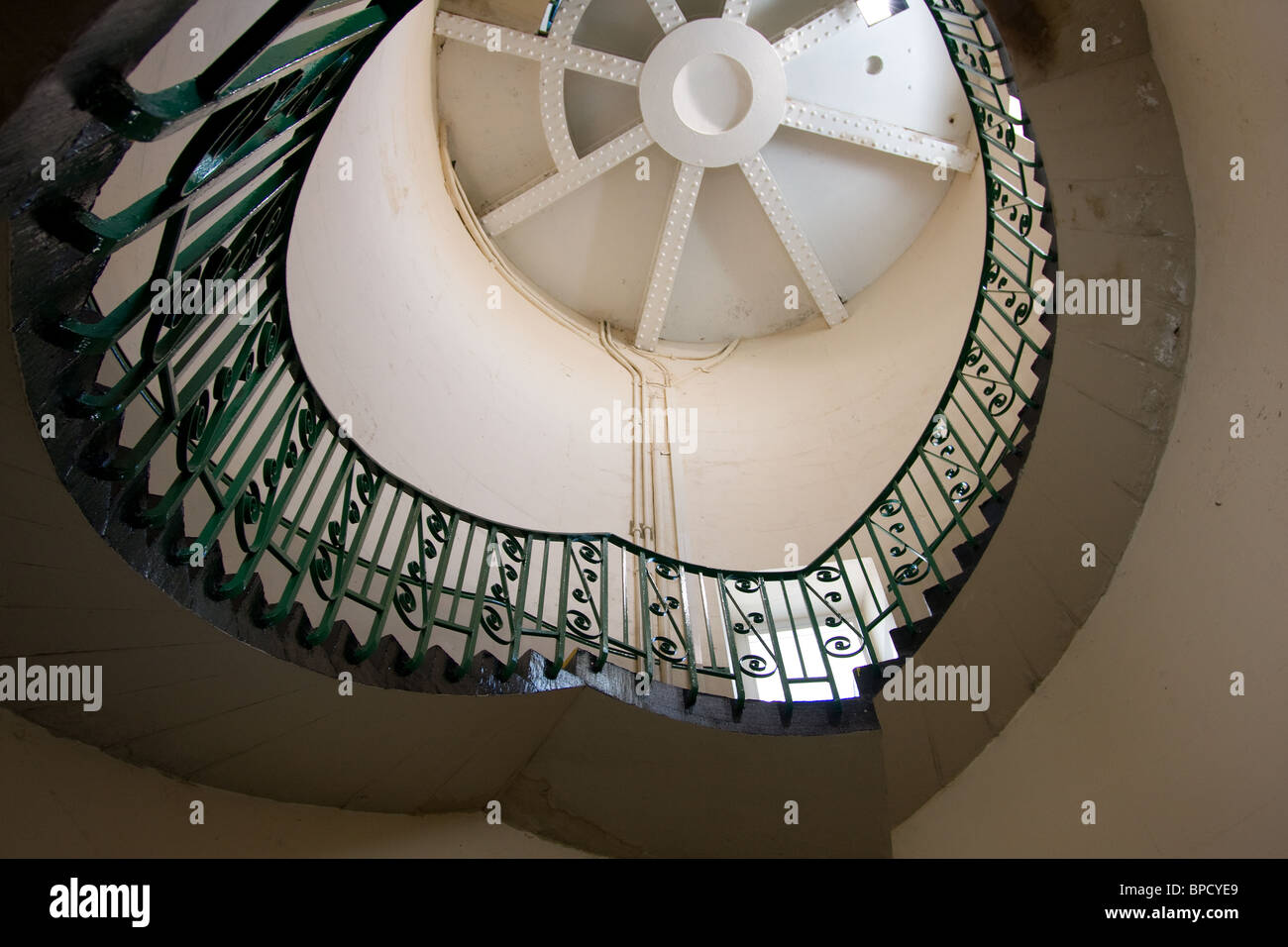 Xix secolo torre faro scalinata a spirale vecchio Foto Stock