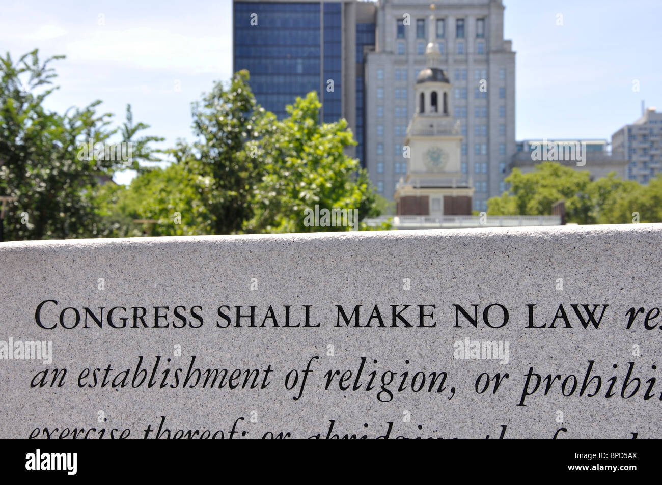 Il primo emendamento della Costituzione degli Stati Uniti memorial, Philadelphia, Pennsylvania, STATI UNITI D'AMERICA Foto Stock