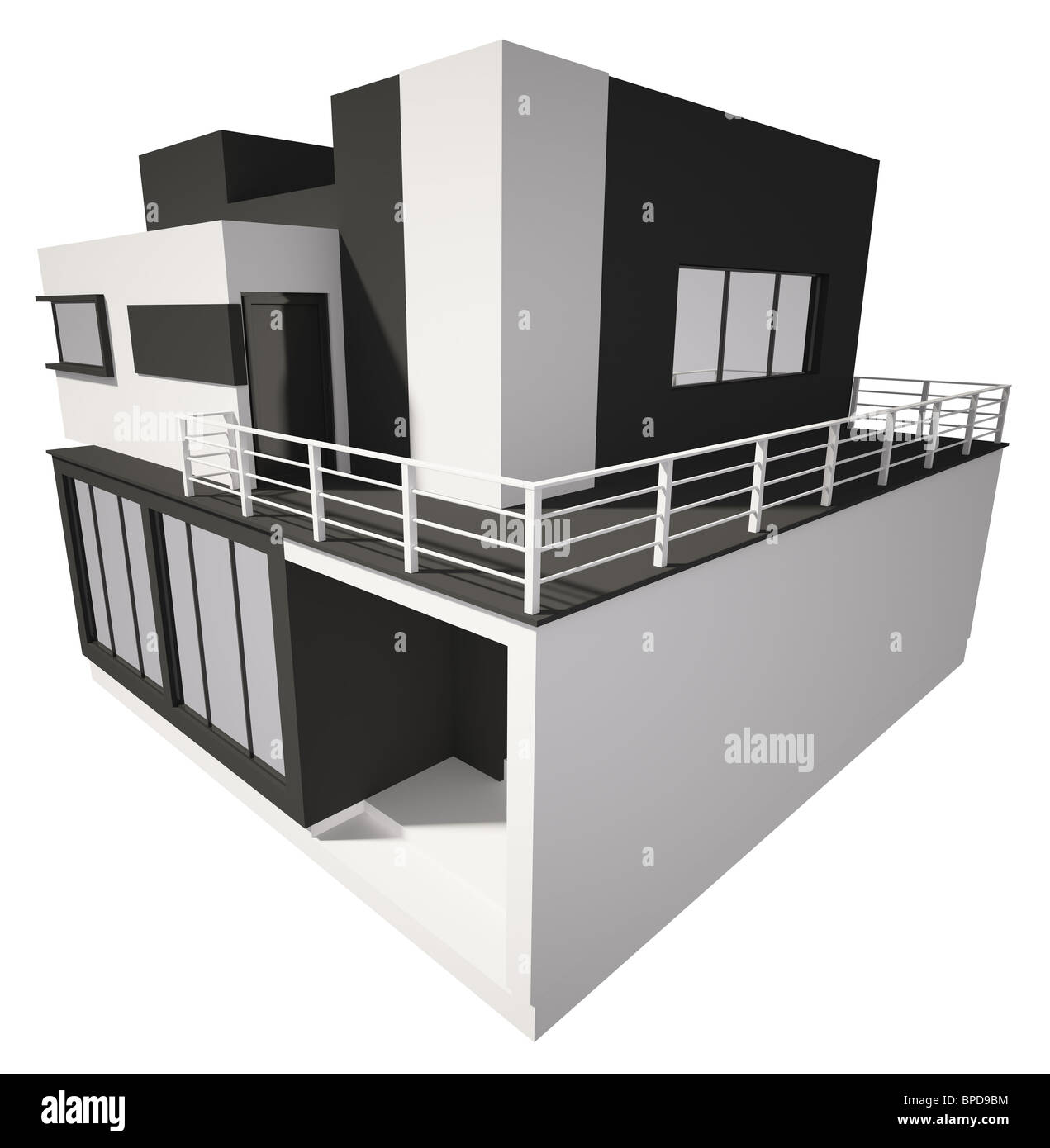 Moderno edificio privato esterno isolato su bianco 3d Foto Stock