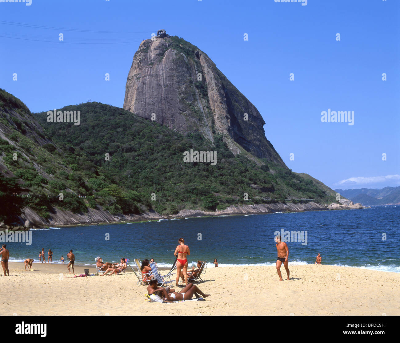 Vermelha Beach e Sugarloaf Mountain, Rio de Janeiro, Stato di Rio de Janeiro, Repubblica del Brasile Foto Stock