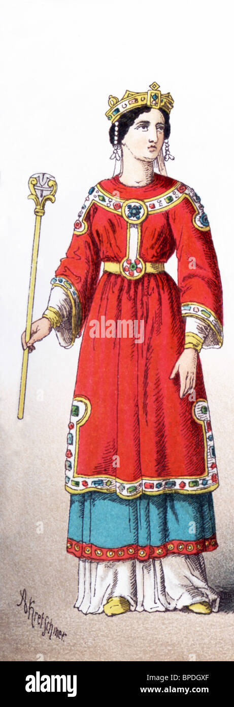 Le figure rappresentate qui è una regina francese circa A.D. 1100. L'illustrazione risale al 1882. Foto Stock
