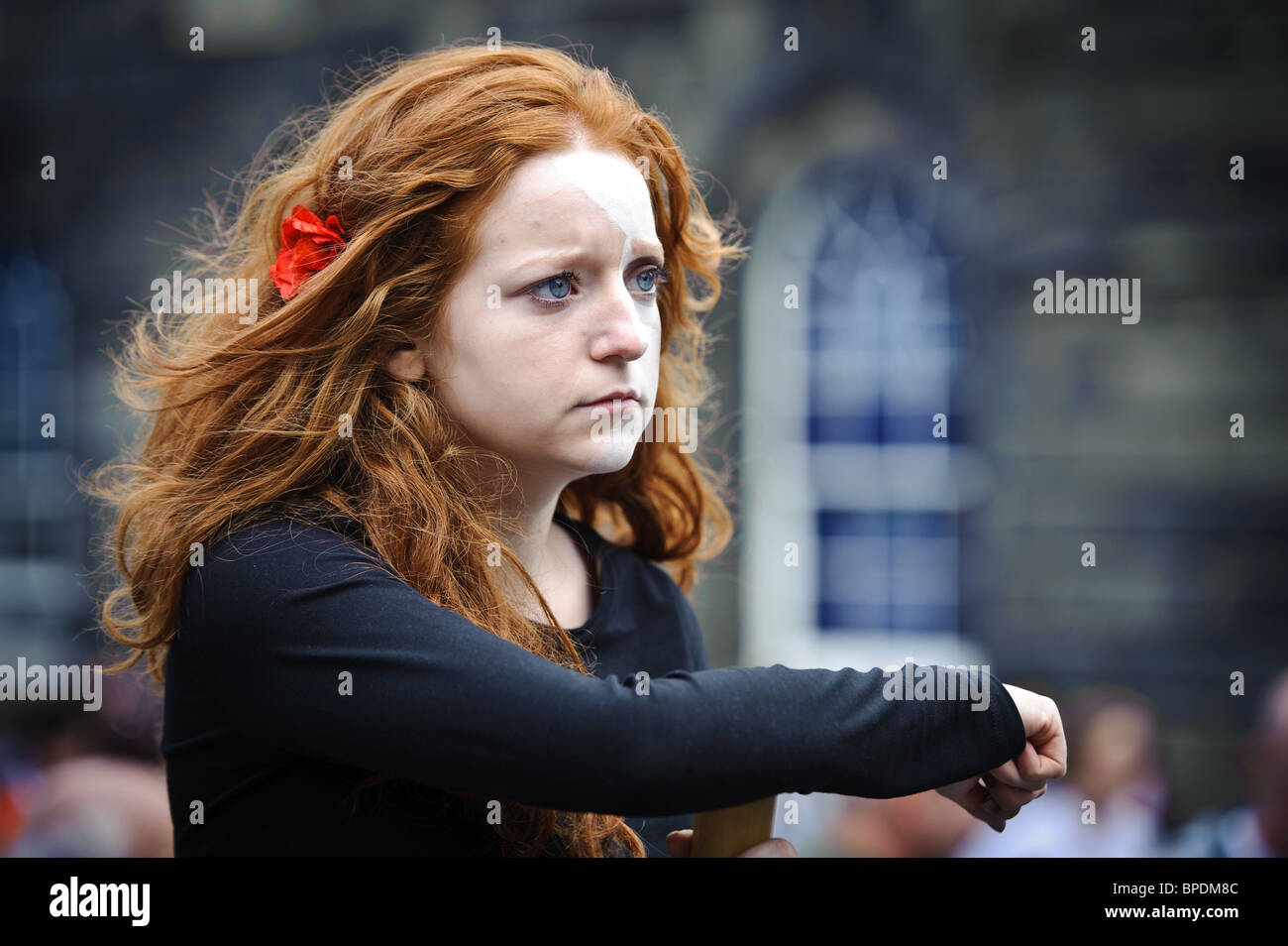 Fringe attore sulla High Street di Edimburgo durante il Fringe , agosto 2010 Foto Stock