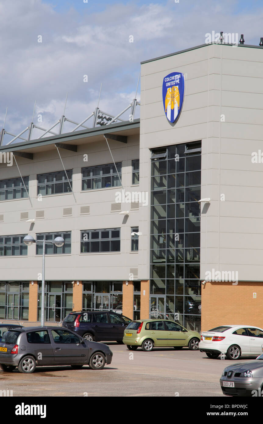 Colchester United FC situato entro il Weston Homes Comunità Stadium di Colchester Essex England Regno Unito Foto Stock