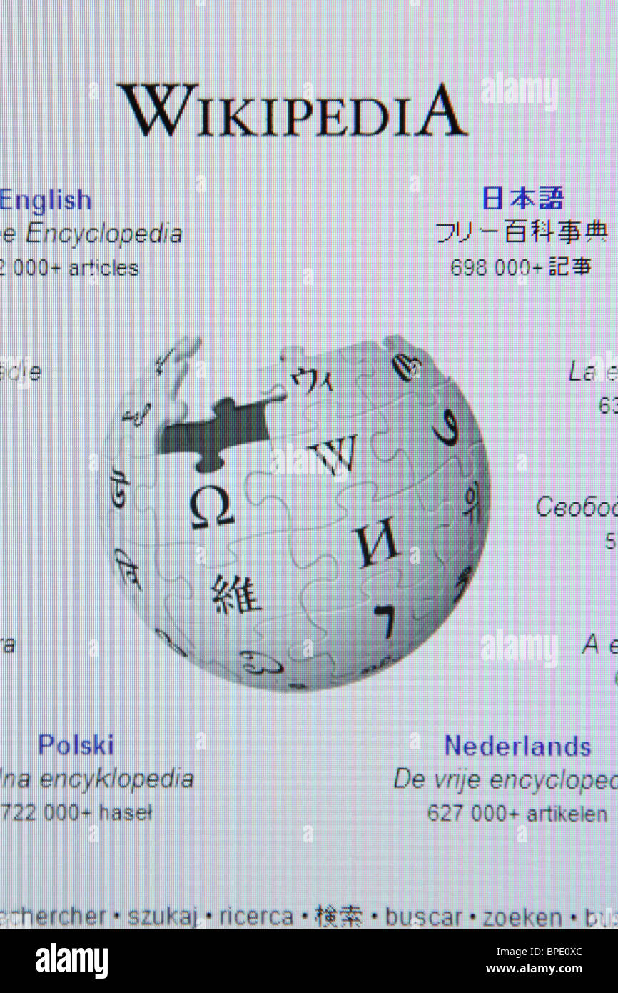 Wikipedia enciclopedia online pagina web Foto Stock