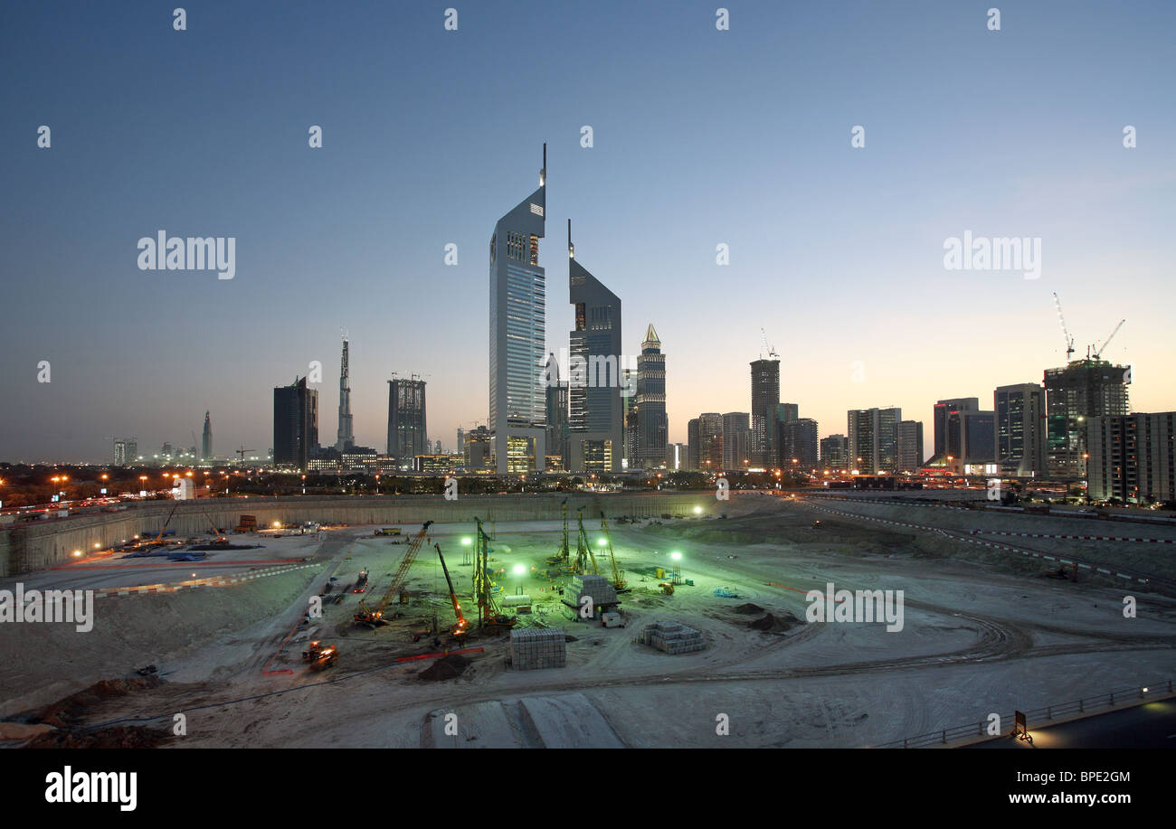 La città di sera, Dubai, Emirati Arabi Uniti Foto Stock