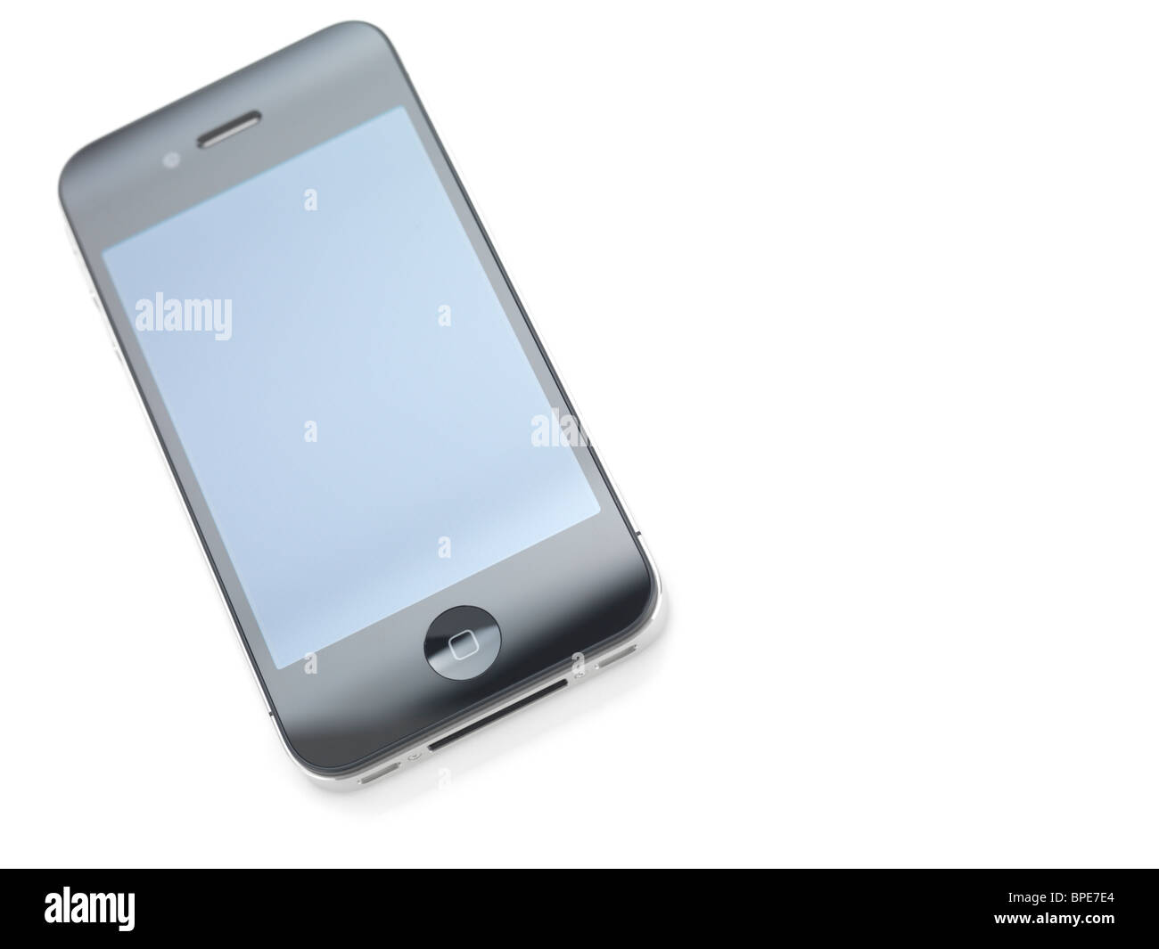 Apple iPhone 4 smartphone con schermo chiaro isolati su sfondo bianco Foto Stock