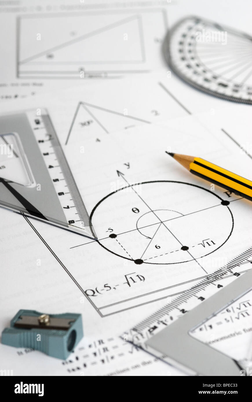 Attrezzature della trigonometria. Foto Stock