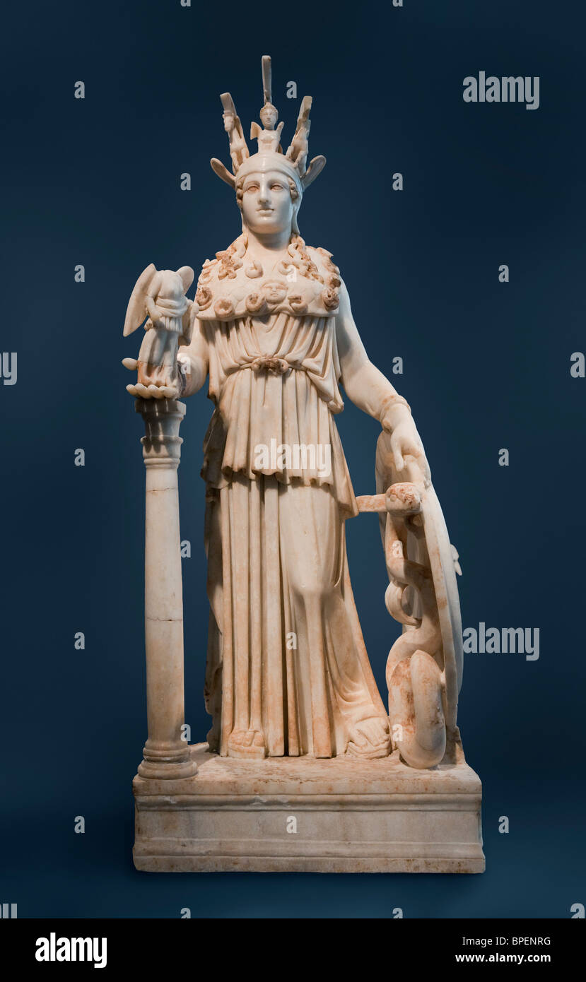 Il Varvakeion Athena, comunemente identificata come in scala ridotta, una copia del chryselephantine Athena Parthenos da Pheidias. Foto Stock