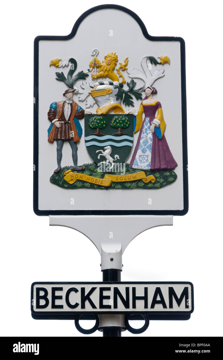 Il comune segno del sobborgo londinese di Beckenham, Kent. Foto Stock