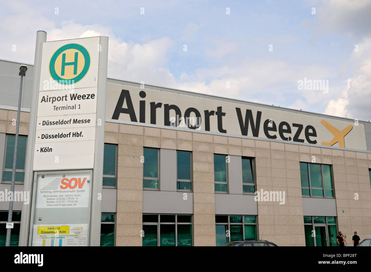 Edificio Terminal a Weeze (Niederrhein) aeroporto, Renania settentrionale-Vestfalia (Germania). Foto Stock