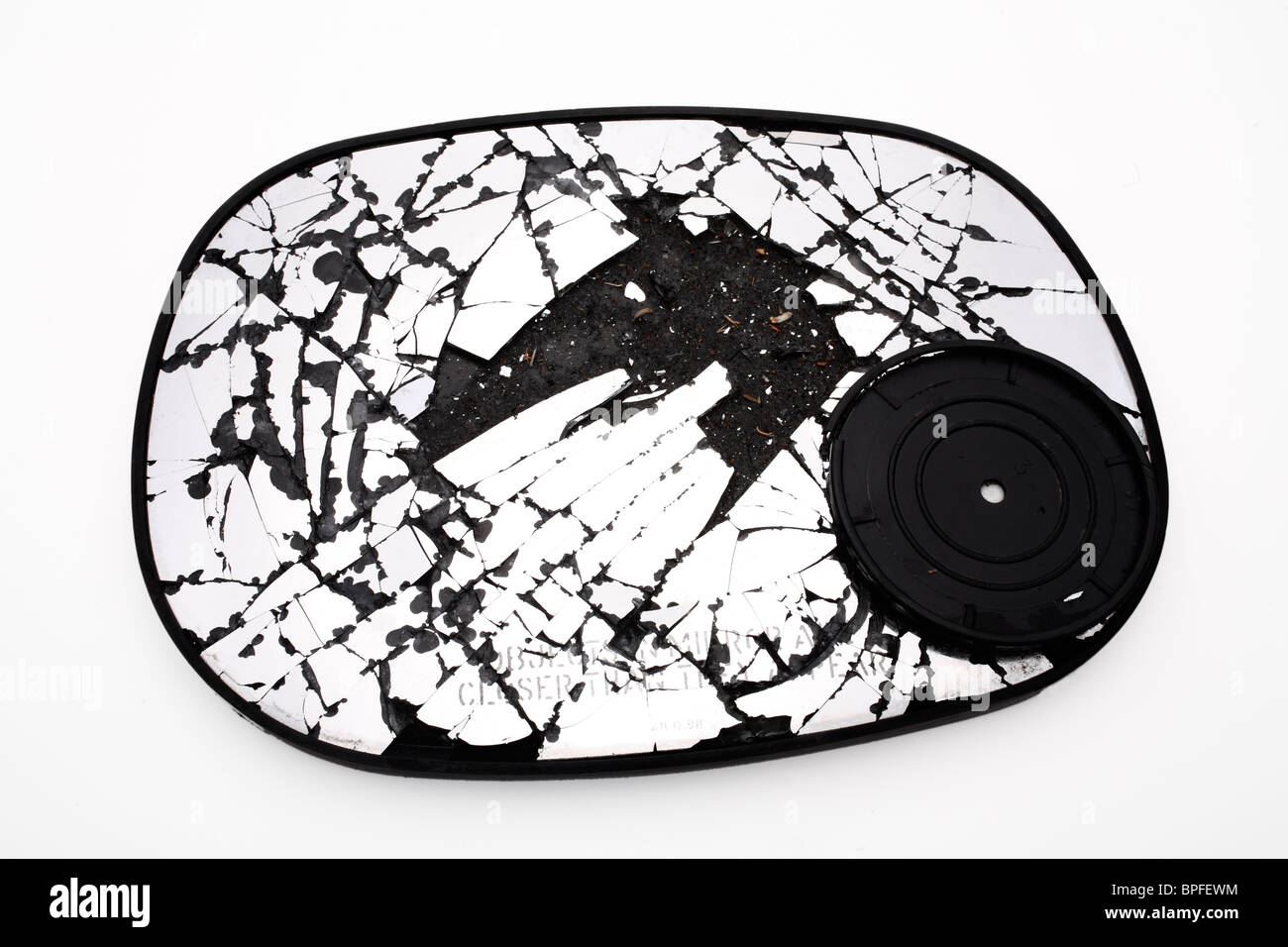 Rotto specchio auto Foto Stock